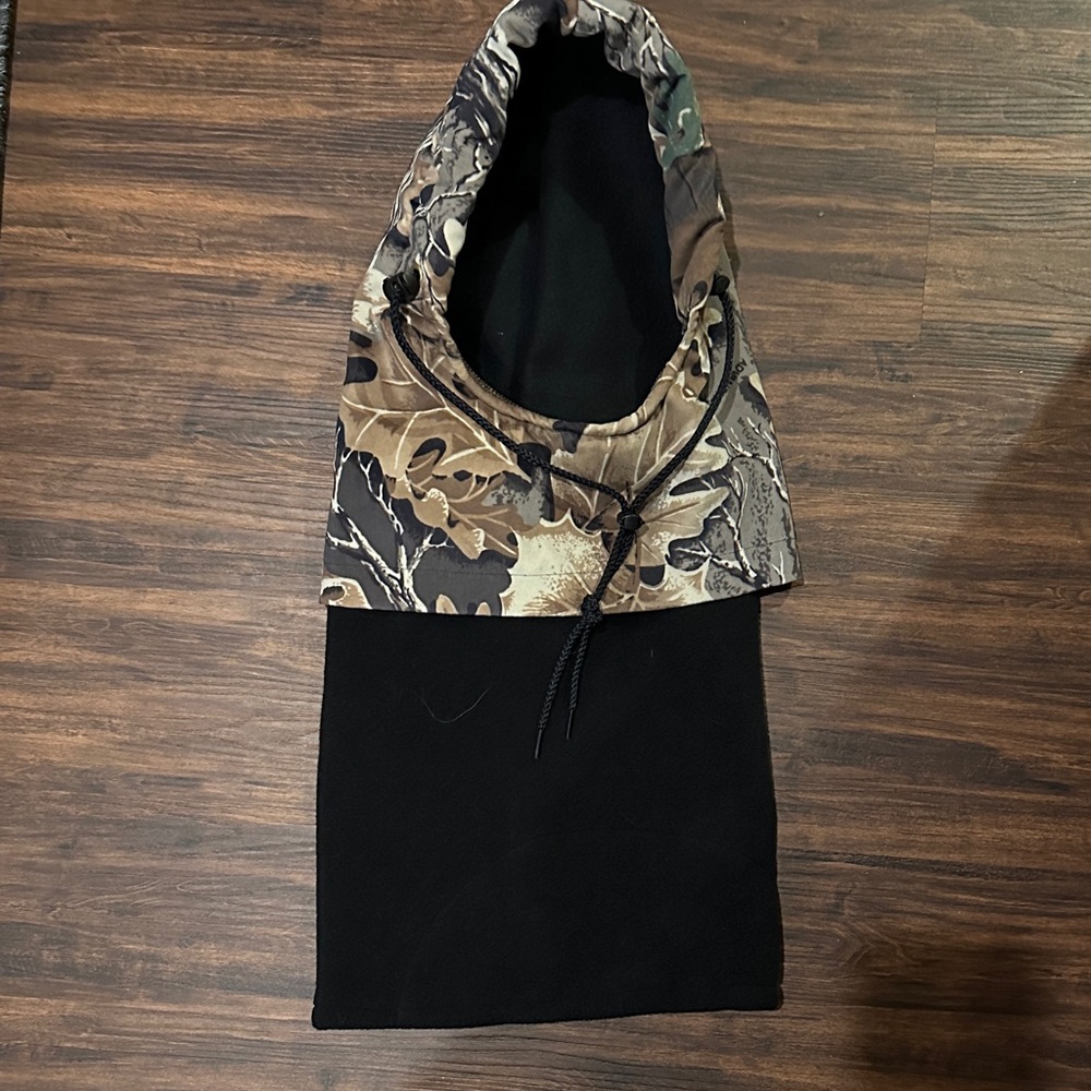 Nordic Gear Olive Hooded Fleece Neck Warmer Balaclava with drawstring